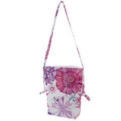 Red And Pink Flowers Vector Art Asters Patterns Backgrounds Folding Shoulder Bag