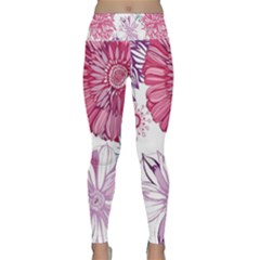 Red And Pink Flowers Vector Art Asters Patterns Backgrounds Lightweight Velour Classic Yoga Leggings