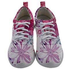 Red And Pink Flowers Vector Art Asters Patterns Backgrounds Mens Athletic Shoes by Jancukart