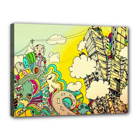 Doodle Wallpaper Artistic Surreal Canvas 16  X 12  (stretched)