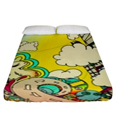 Doodle Wallpaper Artistic Surreal Fitted Sheet (king Size)