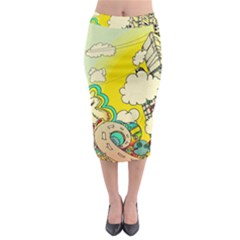 Doodle Wallpaper Artistic Surreal Midi Pencil Skirt by Jancukart