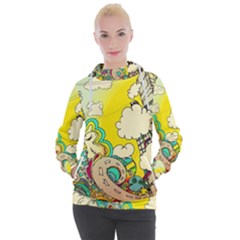 Doodle Wallpaper Artistic Surreal Women s Hooded Pullover