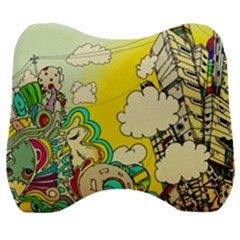 Doodle Wallpaper Artistic Surreal Velour Head Support Cushion