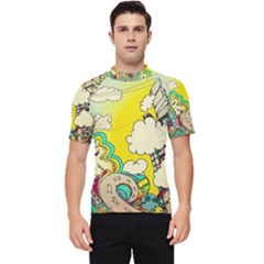 Doodle Wallpaper Artistic Surreal Men s Short Sleeve Rash Guard