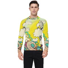 Doodle Wallpaper Artistic Surreal Men s Long Sleeve Rash Guard