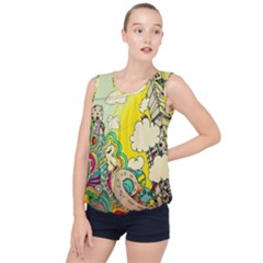 Doodle Wallpaper Artistic Surreal Bubble Hem Chiffon Tank Top