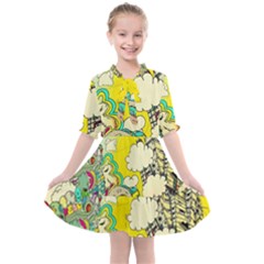 Doodle Wallpaper Artistic Surreal Kids  All Frills Chiffon Dress