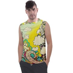 Doodle Wallpaper Artistic Surreal Men s Regular Tank Top