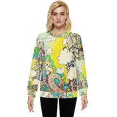 Doodle Wallpaper Artistic Surreal Hidden Pocket Sweatshirt