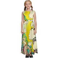 Doodle Wallpaper Artistic Surreal Kids  Satin Sleeveless Maxi Dress