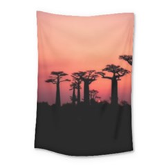 Baobabs Trees Silhouette Landscape Sunset Dusk Small Tapestry by Jancukart