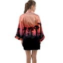 Baobabs Trees Silhouette Landscape Sunset Dusk Long Sleeve Satin Kimono View2