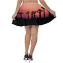 Baobabs Trees Silhouette Landscape Sunset Dusk Velvet Skater Skirt View2