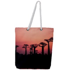 Baobabs Trees Silhouette Landscape Sunset Dusk Full Print Rope Handle Tote (large) by Jancukart