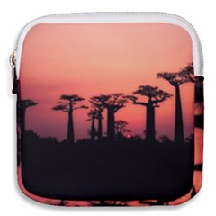 Baobabs Trees Silhouette Landscape Sunset Dusk Mini Square Pouch by Jancukart