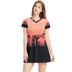 Baobabs Trees Silhouette Landscape Sunset Dusk Women s Sports Skirt