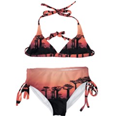 Baobabs Trees Silhouette Landscape Sunset Dusk Kids  Classic Bikini Set