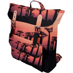 Baobabs Trees Silhouette Landscape Sunset Dusk Buckle Up Backpack