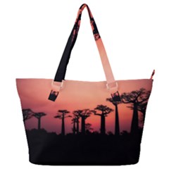 Baobabs Trees Silhouette Landscape Sunset Dusk Full Print Shoulder Bag by Jancukart