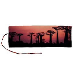 Baobabs Trees Silhouette Landscape Sunset Dusk Roll Up Canvas Pencil Holder (m) by Jancukart