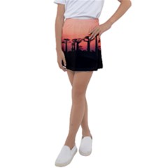 Baobabs Trees Silhouette Landscape Sunset Dusk Kids  Tennis Skirt