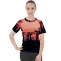 Baobabs Trees Silhouette Landscape Sunset Dusk Women s Sport Raglan Tee View1