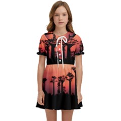 Baobabs Trees Silhouette Landscape Sunset Dusk Kids  Sweet Collar Dress