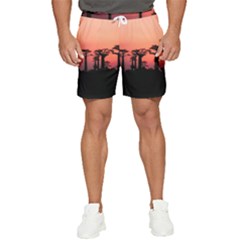 Baobabs Trees Silhouette Landscape Sunset Dusk Men s Runner Shorts