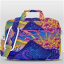 Psychedelic Colorful Lines Nature Mountain Trees Snowy Peak Moon Sun Rays Hill Road Artwork Stars Sk MacBook Pro 16  Shoulder Laptop Bag View3