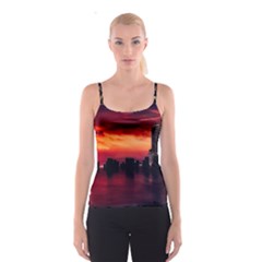 New York City Urban Skyline Harbor Bay Reflections Spaghetti Strap Top