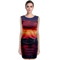 New York City Urban Skyline Harbor Bay Reflections Classic Sleeveless Midi Dress