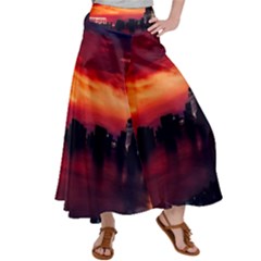 New York City Urban Skyline Harbor Bay Reflections Satin Palazzo Pants