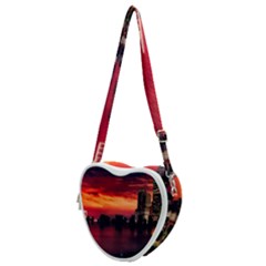 New York City Urban Skyline Harbor Bay Reflections Heart Shoulder Bag