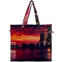 New York City Urban Skyline Harbor Bay Reflections Canvas Travel Bag by Jancukart