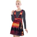 New York City Urban Skyline Harbor Bay Reflections Plunge Pinafore Velour Dress View1