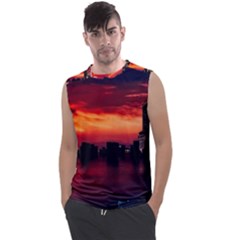 New York City Urban Skyline Harbor Bay Reflections Men s Regular Tank Top