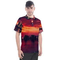 New York City Urban Skyline Harbor Bay Reflections Men s Polo Tee by Jancukart