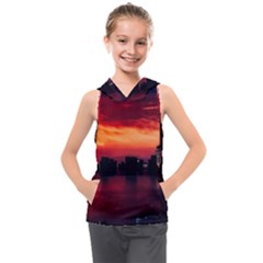 New York City Urban Skyline Harbor Bay Reflections Kids  Sleeveless Hoodie by Jancukart