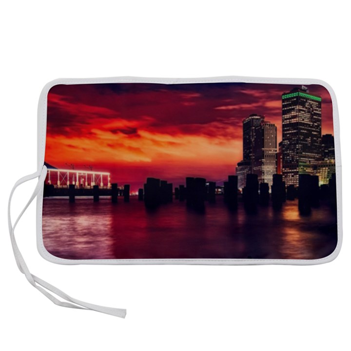 New York City Urban Skyline Harbor Bay Reflections Pen Storage Case (L)