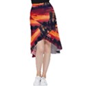 New York City Urban Skyline Harbor Bay Reflections Frill Hi Low Chiffon Skirt View1