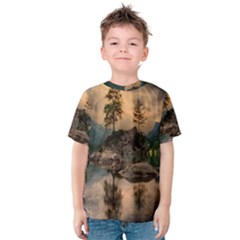 Nature Waters Lake Island Landscape Thunderstorm Kids  Cotton Tee