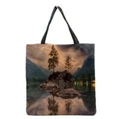 Nature Waters Lake Island Landscape Thunderstorm Grocery Tote Bag by Jancukart