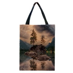 Nature Waters Lake Island Landscape Thunderstorm Classic Tote Bag by Jancukart