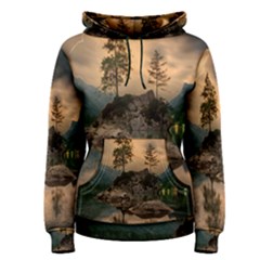 Nature Waters Lake Island Landscape Thunderstorm Women s Pullover Hoodie by Jancukart