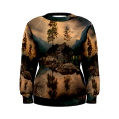 Nature Waters Lake Island Landscape Thunderstorm Women s Sweatshirt by Jancukart