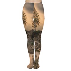 Nature Waters Lake Island Landscape Thunderstorm Tights