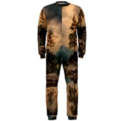 Nature Waters Lake Island Landscape Thunderstorm Onepiece Jumpsuit (men)