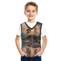 Nature Waters Lake Island Landscape Thunderstorm Kids  Basketball Tank Top