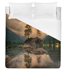 Nature Waters Lake Island Landscape Thunderstorm Duvet Cover (queen Size)